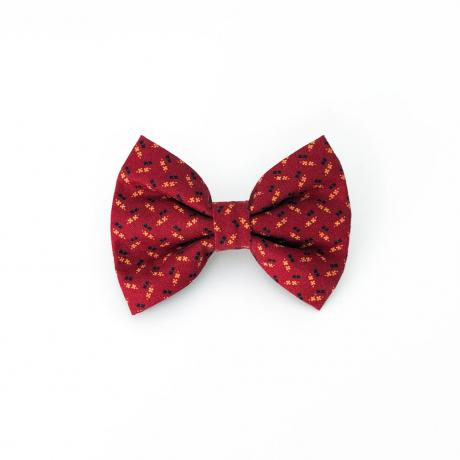 red dog bow tie with pattern