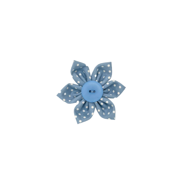 French Blue Polka Flower Bow